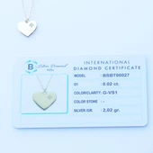 Pırlanta Taşlı 0.02 ct  Kalp Modeli Gold Micron Kaplama Gümüş Kolye thumbnail 5