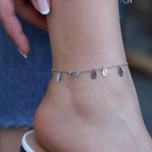 Fatma Ana Eli Figürlü Nazar Boncuklu Gümüş Halhal thumbnail 2