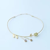 Peridot ve Ametist Taşlı Lamina Tasarım Gold Kaplama Gümüş Gerdanlık thumbnail 2