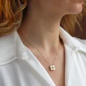 Sedefli Gold Kaplama Aşk ve Şans Kolyesi thumbnail 1