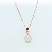 Ay Taşlı Rose Gold Kaplama Doğal Taş Gümüş Kolye thumbnail 4