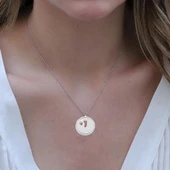 Anne Bebek El Ayak İzi Zirkon Taşlı Gümüş Kolye thumbnail 3