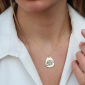 Damla Göz Gold Kaplama Gümüş Kolye thumbnail 2