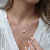 Beyaz Mine İşli Rose Gold Kaplama Bereket Fili Gümüş Kolye thumbnail 1