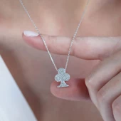 Maça Zirkon Taşlı Gümüş Kolye thumbnail 3