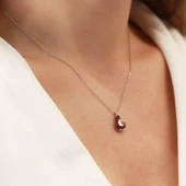 Garnet Taşlı Damla Model Gümüş Kolye thumbnail 1