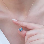 Nazar Boncuklu Rose Gold Kaplama Top Gümüş Kolye thumbnail 2