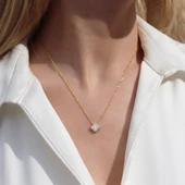 Sedefli Alhambra Gold Kaplama Gümüş Kolye thumbnail 2