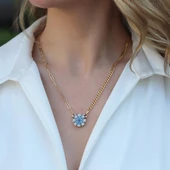 Kar Tanesi Çift Taraflı Gümüş Kolye thumbnail 5