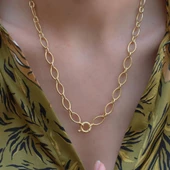 Gold Kaplama Gümüş Oval Zincir Kolye thumbnail 2