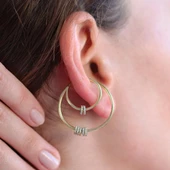 Hareketli Halkalı Gold Kaplama Ear Cuffs Kıkırdak Küpe thumbnail 3