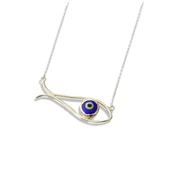 Balık Modeli Mineli Gold Kaplama Gümüş Kolye thumbnail 4