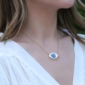 Mine İşli Gold Kaplama Göz Modeli Gümüş Kolye thumbnail 1