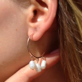 Barok İncili Rose Gold Kaplama Gümüş Küpe thumbnail 3