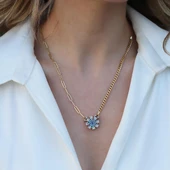 Kar Tanesi Çift Taraflı Gümüş Kolye thumbnail 4