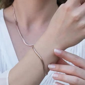 Rose Gold Kaplama İtalyan Zincir Gümüş Set thumbnail 3