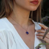 Çift Taraflı Mine İşli Allah Yazılı Rose Gold Kaplama Gümüş Kolye thumbnail 2