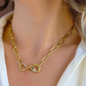 Yılan Sonsuzluk Modeli Gold Kaplama Zirkon Taşlı Kolye thumbnail 2