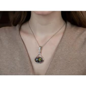 Mistik Topaz Taşlı El İşi Otantik Gümüş Kolye thumbnail 2