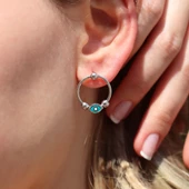 Göz Figürlü Charm Halka Gümüş Küpe thumbnail 4