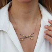 Flora Oksitli Gold Kaplama Gümüş Kolye thumbnail 2