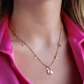 Damla Taşlı Gold Kaplama Trend Gümüş Kolye thumbnail 1