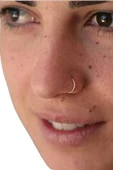 El İşi 925 Ayar Gümüş Halka Burma Sarmal Hızma Burun Piercing Nose Ring - 1
