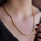 Gold Kaplama 925 Ayar Gümüş Köstek Zincir thumbnail 1