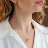 Aşk ve Şans Yoncası Zirkon Taşlı Gold Kaplama Gümüş Kolye thumbnail 1