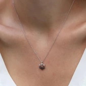 3 Renkli Zirkon Taşlı Mini Kar Tanesi Gümüş Kolye thumbnail 1