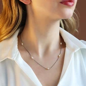 İncili Oksitli 925 Ayar Trend Gümüş Kolye thumbnail 1