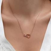 Kalp Sonsuzluk Rose Gold Kaplama Gümüş Kolye thumbnail 1