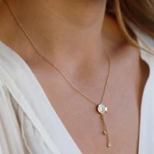 Zirkon Taşlı Sallantılı Balık Gold Kaplama Gümüş Kolye thumbnail 3