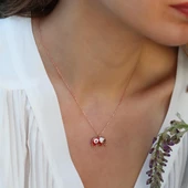 Kırmızı Mine İşli Rose Gold Kaplama Bereket Fili Gümüş Kolye thumbnail 4