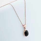 Doğal Onix Taş Rose Gold Kaplama Gümüş Kolye thumbnail 5