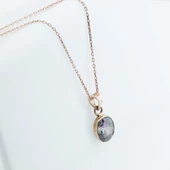 Doğal Mistik Topaz Taş Rose Gold Kaplama Gümüş Kolye thumbnail 5