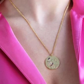 Gezegen ve Astronot Apm Modeli Gold Kaplama Gümüş Kolye thumbnail 2