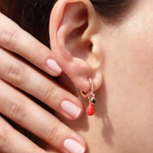 Doğal Mercan Taşlı Rose Gold Kaplama Gümüş Küpe thumbnail 1