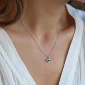 Mine İşli Mini Göz Figürlü Gümüş Kolye thumbnail 1