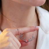 Geyik Model Gümüş Kolye thumbnail 3