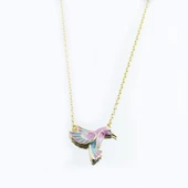 Totem Kuşu Renkli Mine İşli Gold Kaplama Gümüş Kolye thumbnail 2