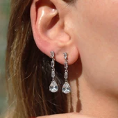 Zirkon Taşlı Damla Sallantılı Gümüş Küpe thumbnail 2