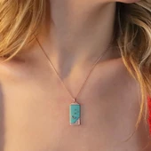 Turkuaz Mine İşli  Rose Gold Kaplama Night Gümüş Kolye thumbnail 2