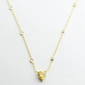 Sitrin Taşlı Gold Kaplama Sevgili Kalp Gümüş Kolye thumbnail 4