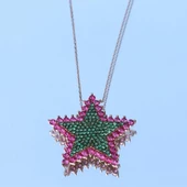 Renkli Zirkon Taşlı Alice Star Rose Gold Kaplama Gümüş Kolye thumbnail 3