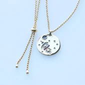 Gezegen ve Astronot Apm Modeli Gold Kaplama Gümüş Kolye thumbnail 5