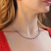 Renkli Taşlı Su Yolu Gümüş Kolye thumbnail 2