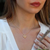 Pembe Zirkon Taşlı Gold Kaplama Lodestar Gümüş Kolye thumbnail 4