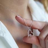 Kalp Kar Taneli 925 Ayar Gümüş Işıltı Kolye thumbnail 5