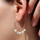 Sıra İncili Rose Gold Kaplama Gümüş Küpe thumbnail 4